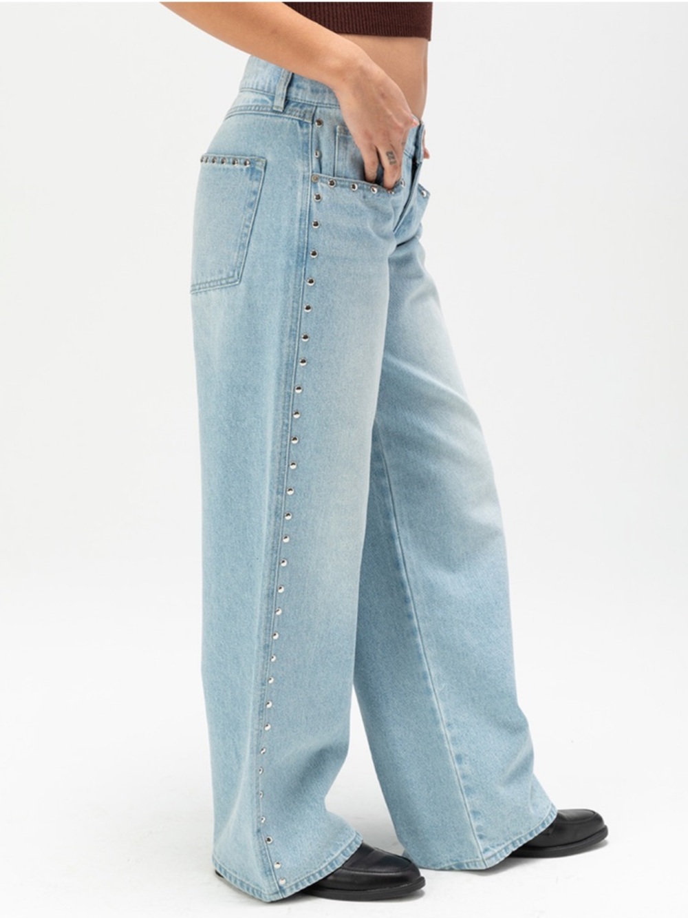 NWT Tilly’s West of MELROSE Studded Wide Leg Jeans - Picture 3 of 7